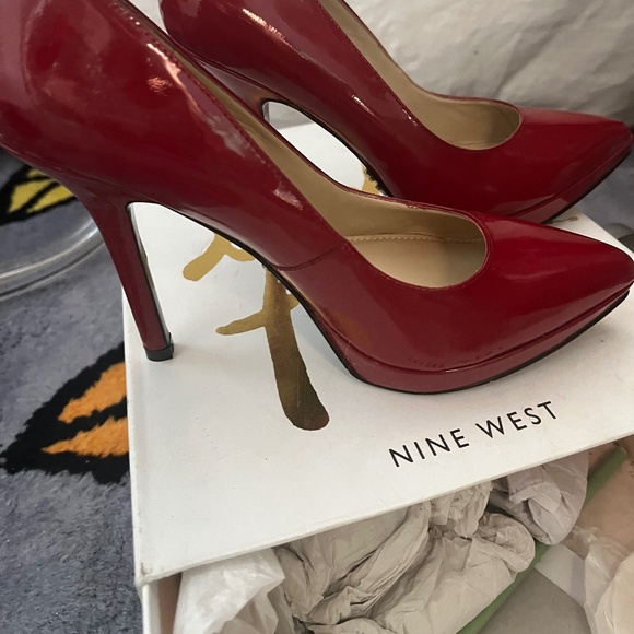 Nine West Red Shoes- 5” heel - Picture 1 of 5